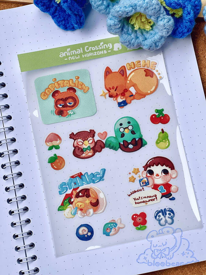 animal crossing new horizons - transparent sticker sheet