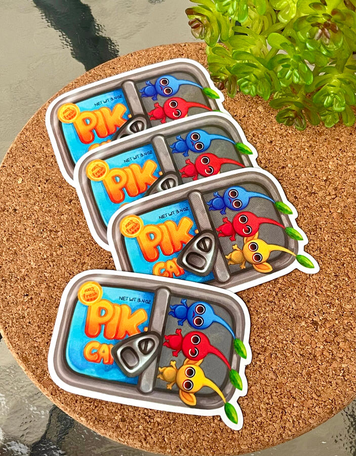 pikmin in a tin can - diecut sticker